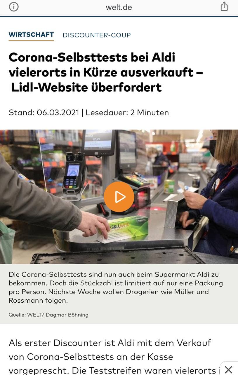 Selbsttests bei Aldi