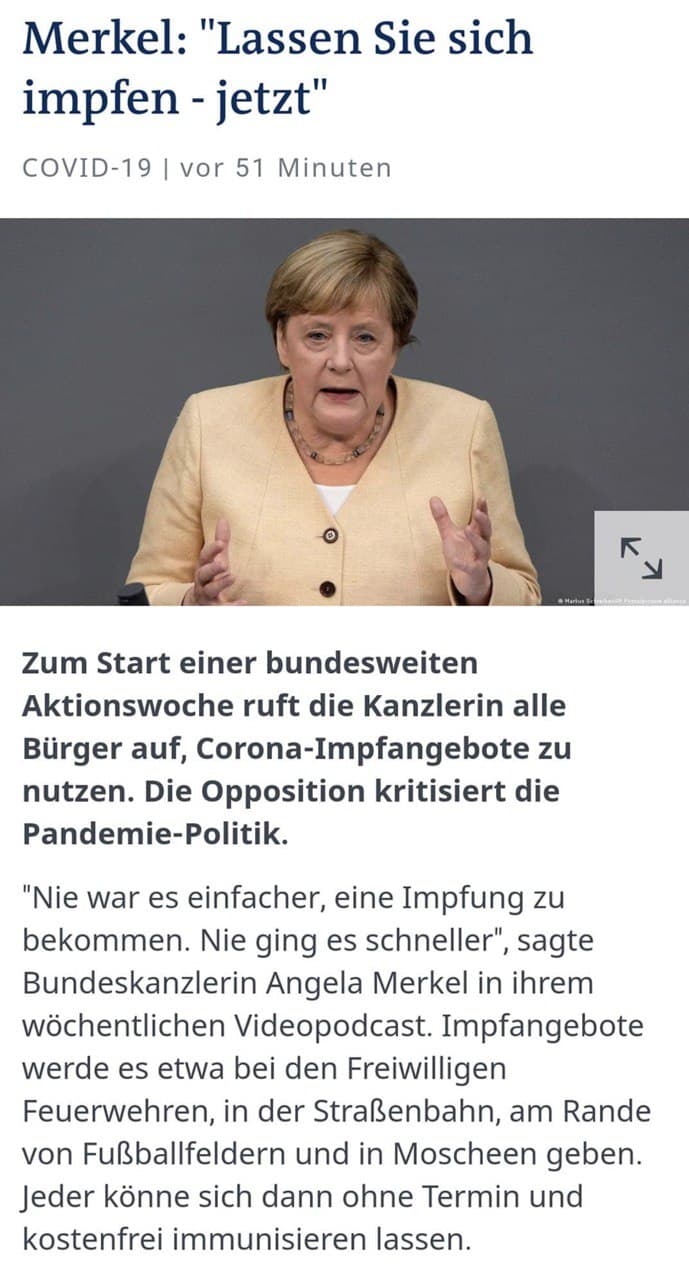 Merkel Impfaufforderung